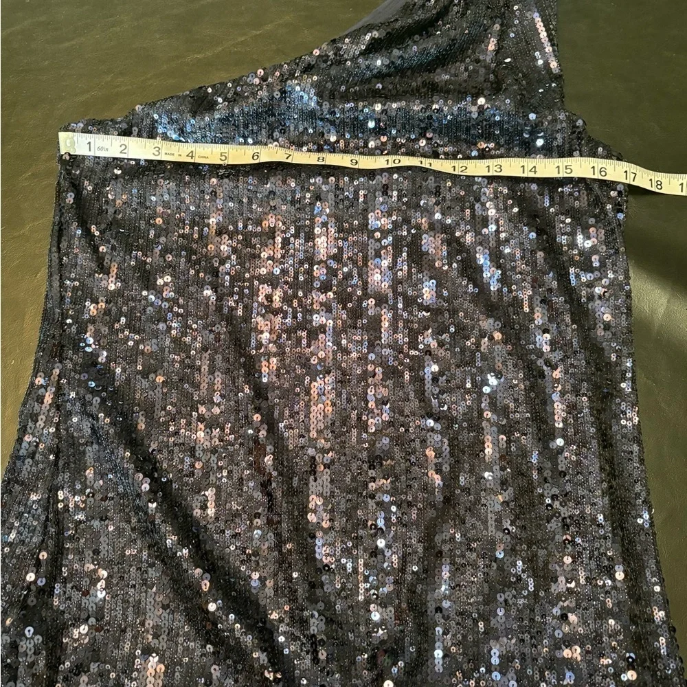 Express Navy Blue Sequin One Shoulder Dress size Small NWOT